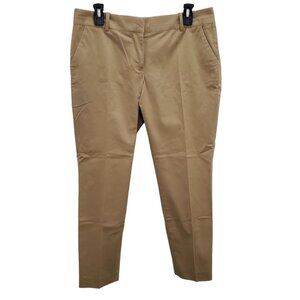 J. Crew Women's Light Brown Beige Flat Front‎ Stretch Khaki Career Pants Size 10